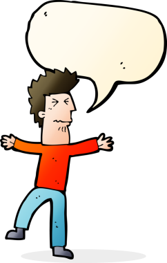 Bir insan tarafından çizilmiş konuşma balonlu bir adam.