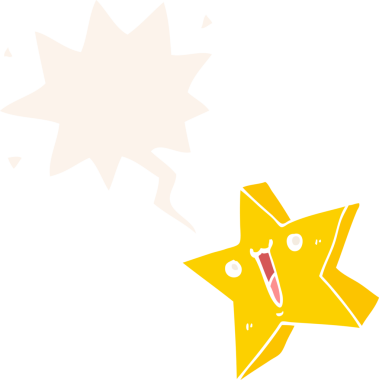 bir insan tarafından çizilmiş eski moda konuşma baloncuğu ile çizgi film mutlu yıldızı