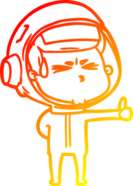 Bir çizgi film karakteri, bir insan tarafından çizilmiş astronot çizimi.