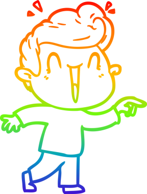 Gökkuşağı gradyanı çizimi bir insan tarafından çizilmiş heyecanlı bir çizgi film