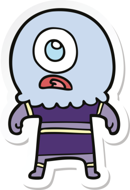 Bir insan tarafından çizilmiş uzaylı uzay adamının çizdiği Tepegöz 'ün çıkartması.