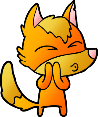 Bir insan tarafından çizilmiş tilki çizgi film karakteri