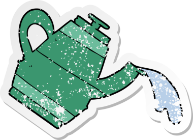 Bir insan tarafından çizilmiş karikatür çaydanlığının sıkıntılı etiketi