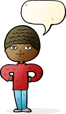 Bir insan tarafından çizilmiş konuşma balonu olan gururlu bir adam.