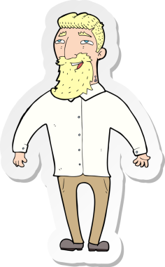 Bir insan tarafından çizilmiş sakallı mutlu bir adamın çıkartması.