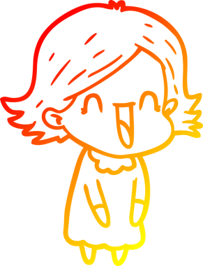 Bir insan tarafından çizilmiş mutlu bir kadının çizgi çizimi.