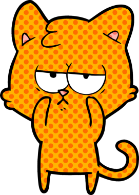 Bir insan tarafından çizilmiş sıkıcı çizgi film kedisi.