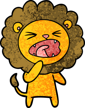 Bir insan tarafından çizilmiş kızgın aslan çizgi filmi.