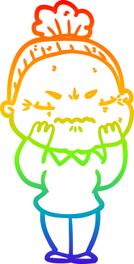 Gökkuşağı gradyan çizgi çizimi bir insan tarafından çizilmiş yaşlı bir kadın tarafından rahatsız edildi