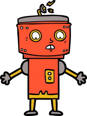 Bir insan tarafından çizilmiş çizgi film robotu