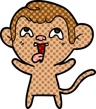 Bir insan tarafından çizilmiş çılgın çizgi film maymunu