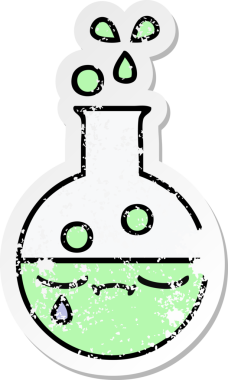 Bir insan tarafından çizilmiş şirin bir çizgi film test tüpünün sıkıntılı çıkartması.