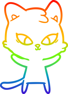 Gökkuşağı gradyan çizgisi bir insan tarafından çizilmiş şirin bir çizgi kedi çizimi