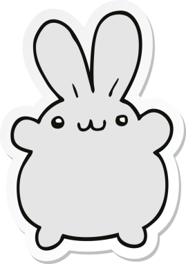 Bir insan tarafından çizilmiş çizgi film tavşanının çıkartması.