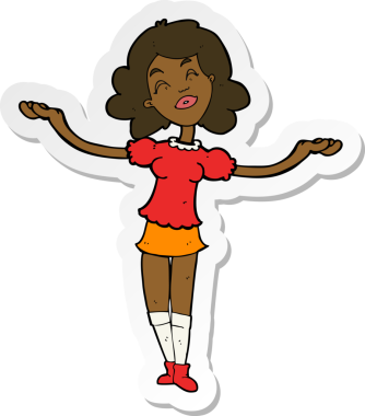 Bir insan tarafından çizilmiş bir karikatür kadının çıkartması.