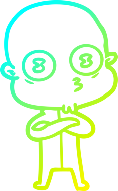 Bir insan tarafından çizilmiş garip, kel bir uzay adamının soğuk çizgi çizimi.