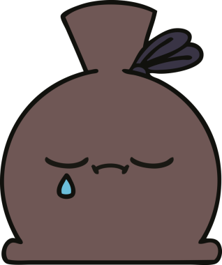 Bir insan tarafından çizilmiş şirin bir çuval karikatürü