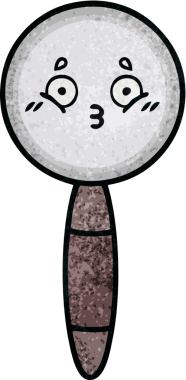 Bir insan tarafından çizilmiş bir büyüteçin retro grunge desen karikatürü