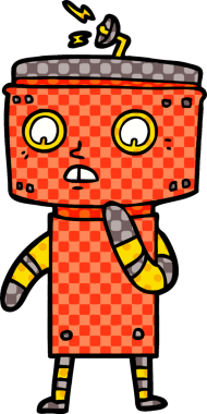 bir insan tarafından çizilmiş belirsiz çizgi film robotu