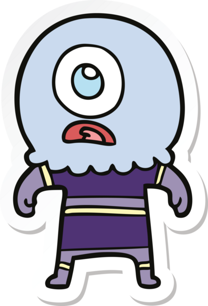 Bir insan tarafından çizilmiş uzaylı uzay adamının çizdiği Tepegöz 'ün çıkartması.