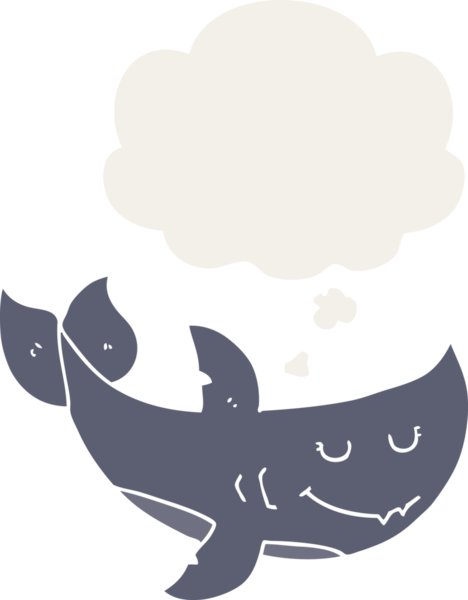 Düşünce baloncuklu çizgi film köpekbalığı insan tarafından çizilmiş.