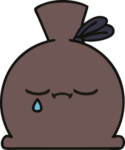 Bir insan tarafından çizilmiş şirin bir çuval karikatürü