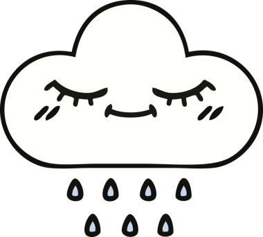 Bir insan tarafından çizilmiş şirin yağmur bulutu karikatürü