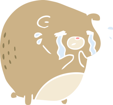 Bir insan tarafından çizilmiş düz renkli karikatür ağlayan ayı