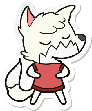 Bir insan tarafından çizilmiş dost canlısı bir tilkinin çıkartması.