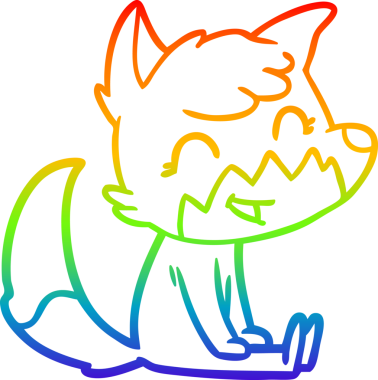 gökkuşağı gradyanı çizimi bir insan tarafından çizilmiş mutlu bir tilki çizgi filmi.