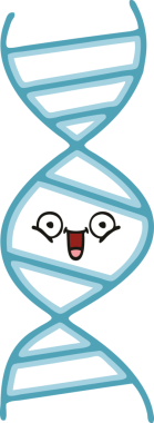 Bir insan tarafından çizilmiş bir DNA ipliğinin düz renk retro karikatürü