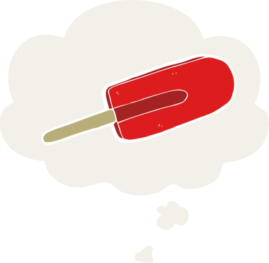 Düşünce baloncuklu buz lolipopu insan tarafından çizilmiş.