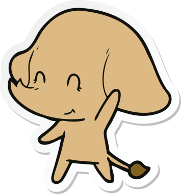 Bir insan tarafından çizilmiş şirin bir fil çıkartması.