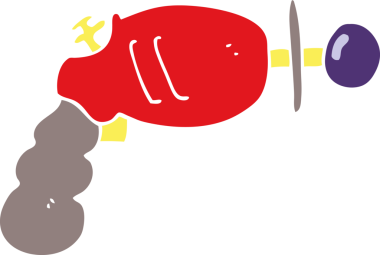 Bir insan tarafından çizilmiş düz renkli ışın tabancası