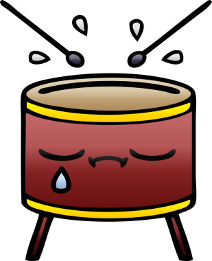 Bir insan tarafından çizilmiş ağlayan davulun gölgeli karikatürü