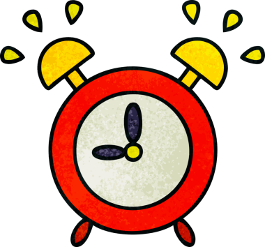 Bir insan tarafından çizilmiş çalan çalar saatin retro grunge deseni.