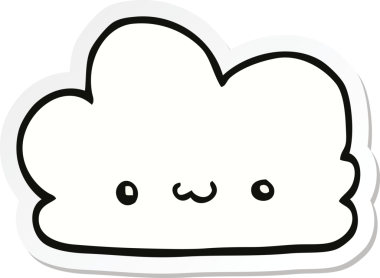 Bir insan tarafından çizilmiş şirin bir karikatür bulutunun çıkartması.