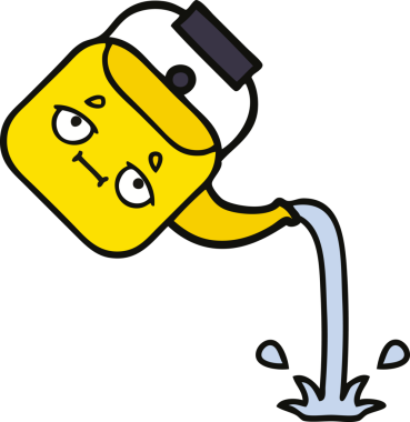 Bir insan tarafından çizilmiş tatlı bir çaydanlık karikatürü