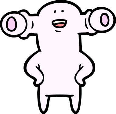 Bir insan tarafından çizilmiş dostane bir uzaylı çizgi filmi.