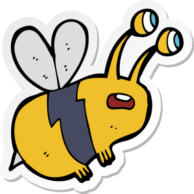 Bir insan tarafından çizilmiş korkulu bir arının çıkartması.