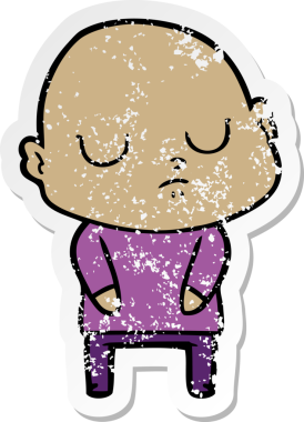 Bir insan tarafından çizilmiş kel bir adamın sıkıntılı çıkartması.