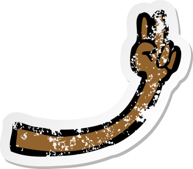 Bir insan tarafından çizilmiş bir karikatür kolunun gerilmiş çıkartması.