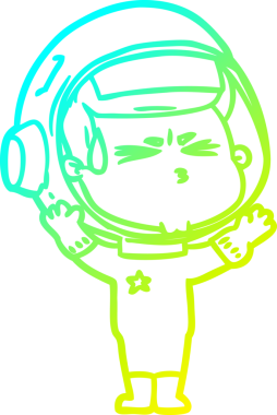 Bir insan tarafından çizilen soğuk gradyan çizgi çizimi stresli astronot