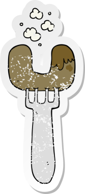 Bir insan tarafından çizilmiş çatallı sosisin sıkıntılı çıkartması.