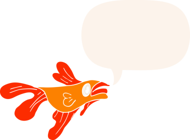 Bir insan tarafından çizilmiş, konuşma baloncuklu dövüş balığı.