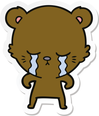 Bir insan tarafından çizilmiş ağlayan çizgi film ayısının çıkartması.