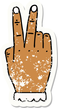 Retro Dövme Tarzı El kaldırma Bir insan tarafından çizilen iki parmak hareketi