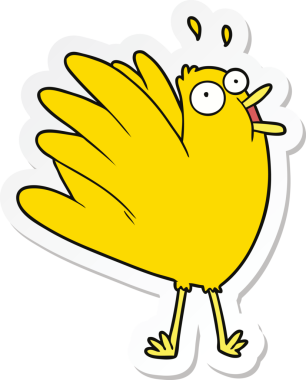 Bir insan tarafından çizilmiş, ciyaklayan bir kuşun çıkartması.