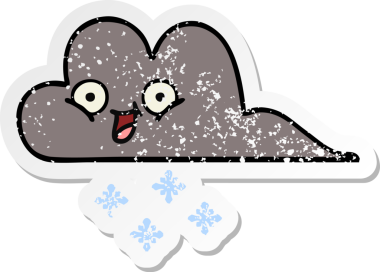 Bir insan tarafından çizilmiş fırtına bulutu gibi tatlı bir karikatür çıkartması.