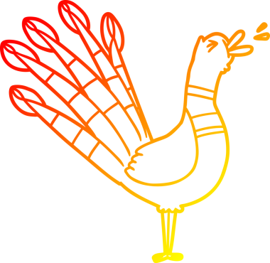 Bir insan tarafından çizilmiş, karikatür çizen tavus kuşu.